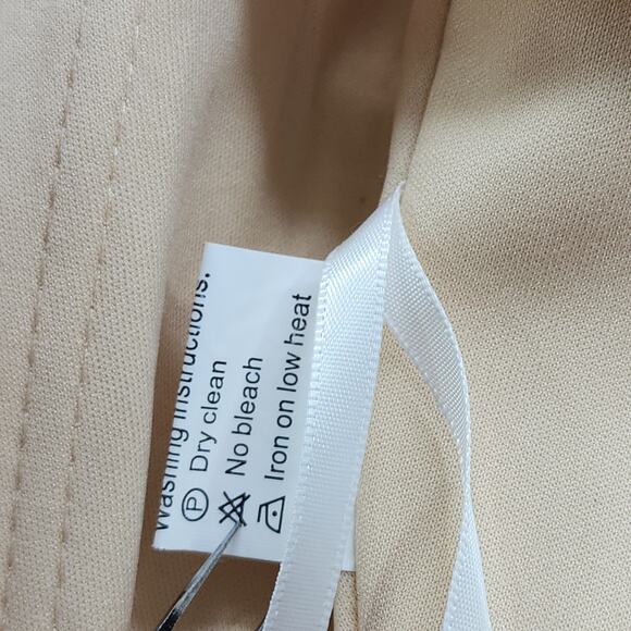 Formal Dress Jacket Set Size 8 Champagne Gold Beaded Lace Chiffon Sheath Party - Picture 10 of 14